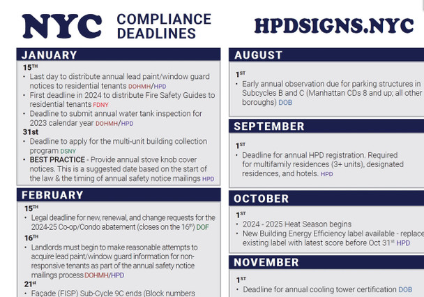 My NYC COMPLIANCE DEADLINE CHEAT SHEET My NYC COMPLIANCE DEADLINE CHEAT SHEET