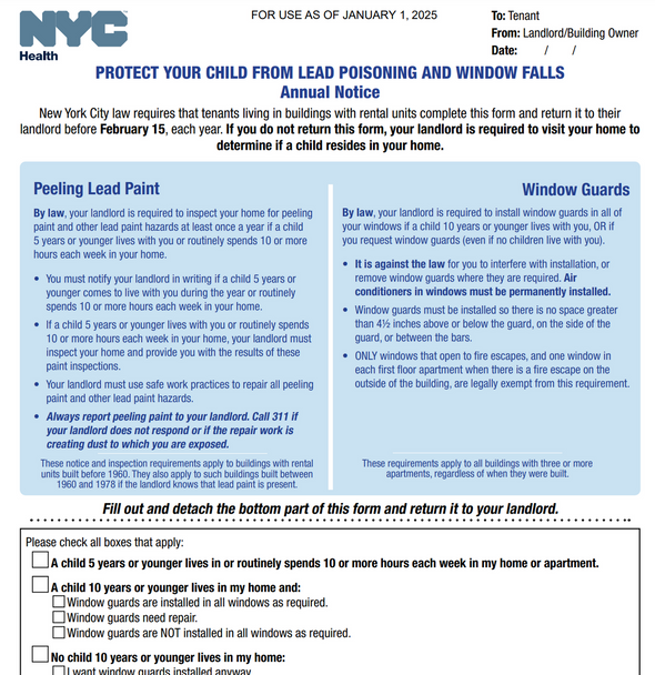 2025 Windows guard and lead paint notice  English/ Spanish 2025 Windows guard and lead paint notice  English/ Spanish
