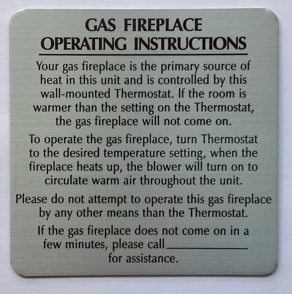 Gas fire place operating instruction sign Brushed Silver Aluminum Wall Mount | Rust-Free, Durable | Double-Sided Tape I Easy Installation -4x6 Inch_-red20250404 Gas fire place operating instruction sign Brushed Silver Aluminum Wall Mount | Rust-Free, Durable | Double-Sided Tape I Easy Installation -4x6 Inch_-red20250404