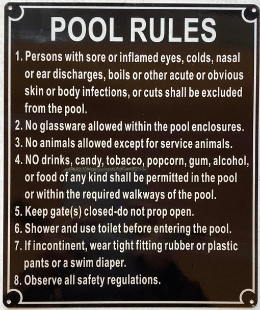 Pool Rules Sign Pool Rules Sign