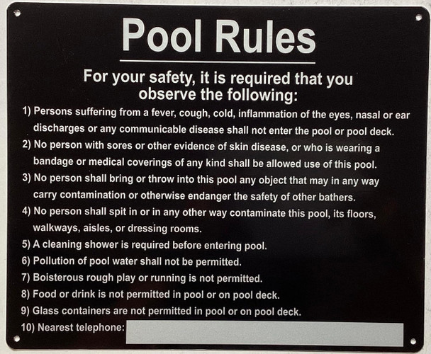Pool Rules sign Pool Rules sign