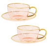 Cristina Re Rose Glass Teacup and Saucer Set of 2