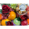 Red Roses Only Fruit Gift Basket with Chocolates