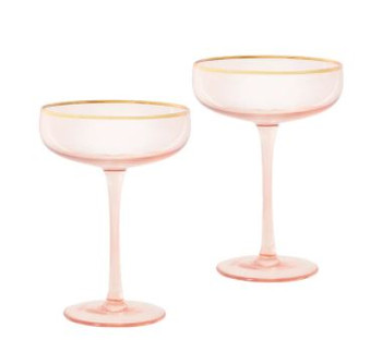Coupe Glasses Rose Crystal Set of 2 - Cristina Re