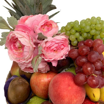 Mothers Day Gifts | Fruit Basket | Peony Pink Silk Flowers
