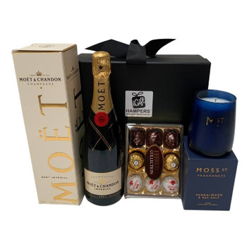 Moet Gift Hampers with Ferrero + Luxury Candle Moet Gift Hampers with Ferrero + Luxury Candle