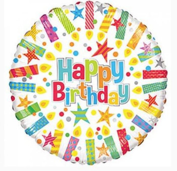 Foil Balloon 9" (22.5cm Dia) Happy Birthday