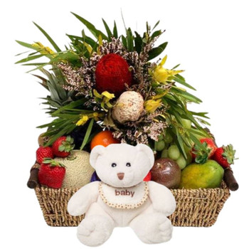Baby Neutral Gift Basket Native Flowers + Bear Baby Neutral Gift Basket Native Flowers + Bear