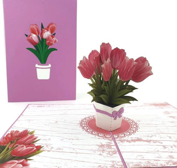 Pop Up Cards | Pink Bouquet of Tulips