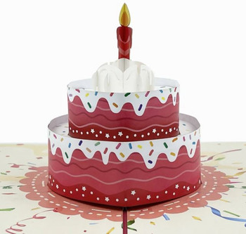 Pop Up Cards | Birthday Cake Red