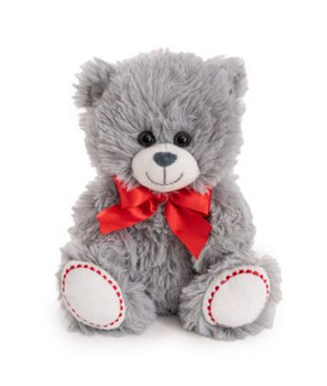Grey Teddy Bear | Red Bow 20cm
