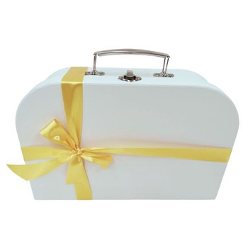 White Suitcase with Yellow Bow