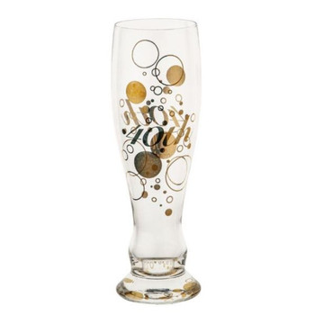 Gold Numeric Beer Glass 40th Birthday Bubbles