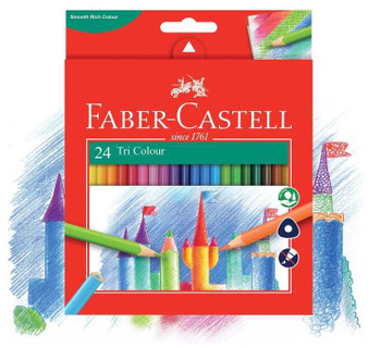Faber-Castell Vibrant Tri Colour Pencils, Assorted – Pack of 24
