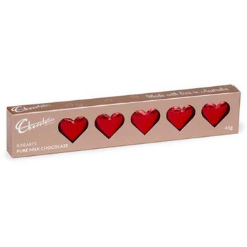 Chocolatier Australia - 6 Red Hearts Milk Chocolate