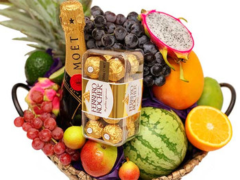 Christmas Hampers Australia - Fruit Basket with Moet