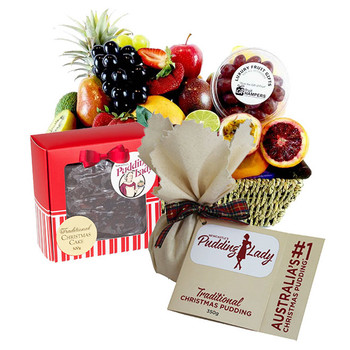 Christmas Fruit Basket with Pudding & Cake
