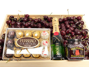 Cherry Christmas Hamper and Champagne, chocolate and Hibiscus Cherry Christmas Hamper and Champagne, chocolate and Hibiscus