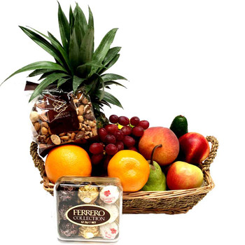 Small Fruit Basket + Chocolates + Gourmet Mixed Nuts
