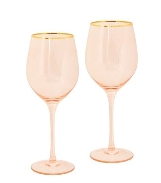 Cristina Re Rose Crystal Wine Glasses Set of 2