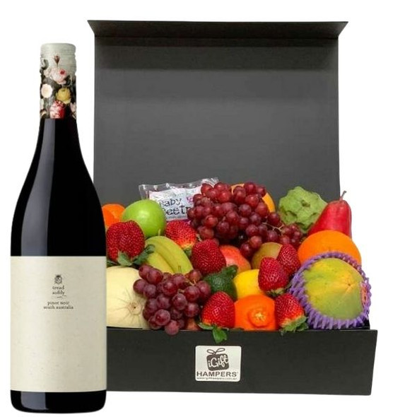 Wine Gift Hamper Delivery Fruit + Red Wine Gift Hamper