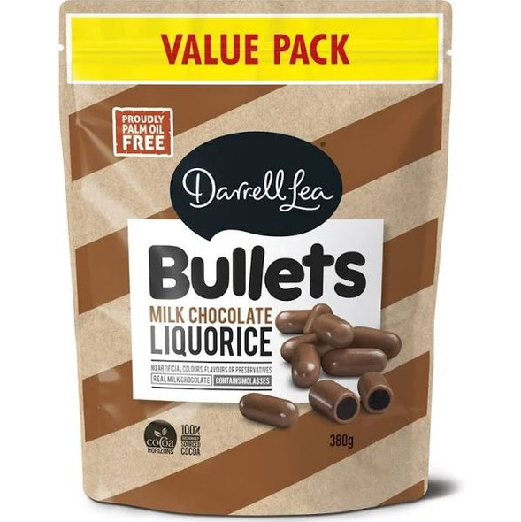 Darrell Lea Milk Chocolate Liquorice Bullets 380g