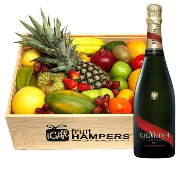 Mumm Champagne Gift Hamper with Premium Fruit and Chocolates