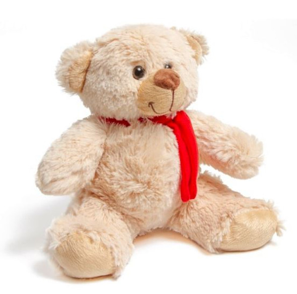 Beige Troy Carter Teddy Bear with Red Scarf (21cmST)