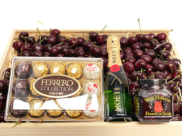 Cherry Christmas Hamper and Champagne, chocolate and Hibiscus Cherry Christmas Hamper and Champagne, chocolate and Hibiscus