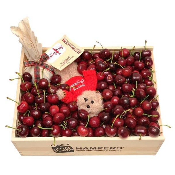 Cherry Gift + Christmas Pudding + Merry Christmas Hamper with Message Bear