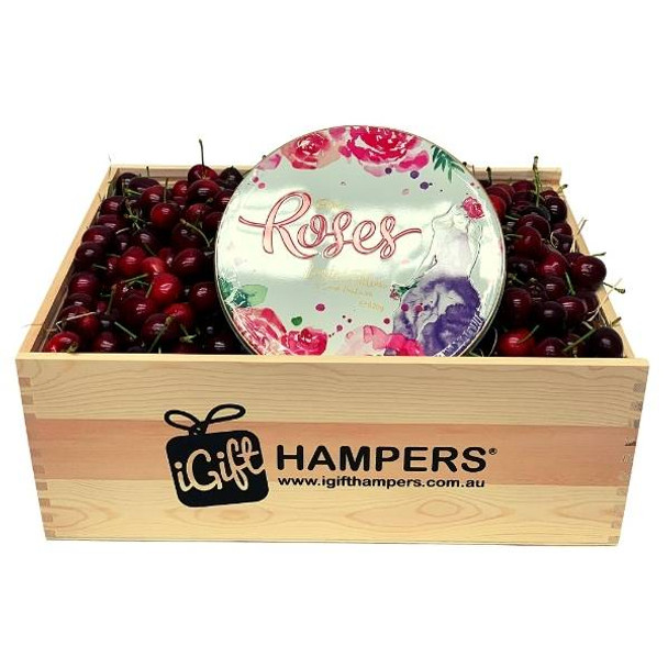 Christmas Cherry Hamper with Cadbury Roses Tin