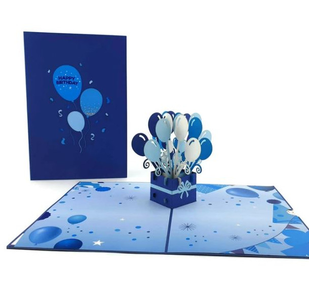 Pop Up Cards | Blue Balloon Bouquet