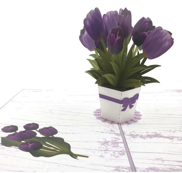 Pop Up Cards | Bouquet of Tulips Purple