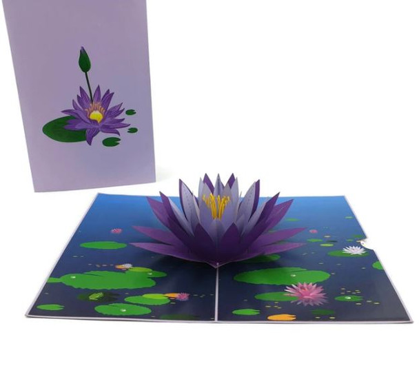 purple flower pop up card