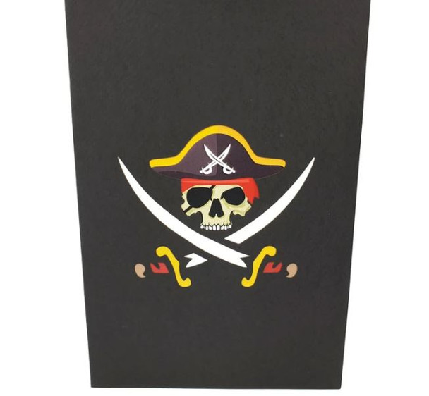pirate, sword, skull, treasure, pop up card