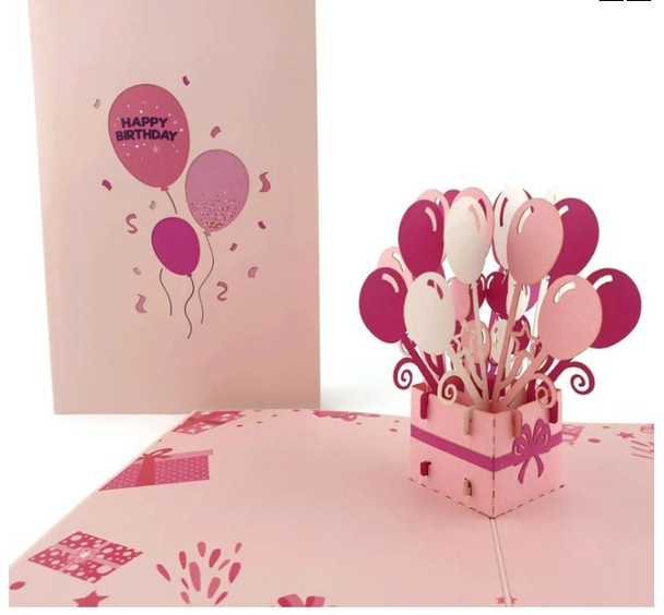 pink, female, birthday, Pop Up Card