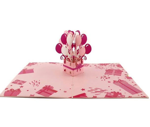 Pink Birthday pop up card