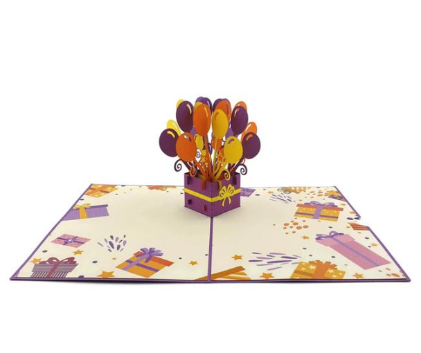 Pop Up Cards | purple Balloon Bouquet