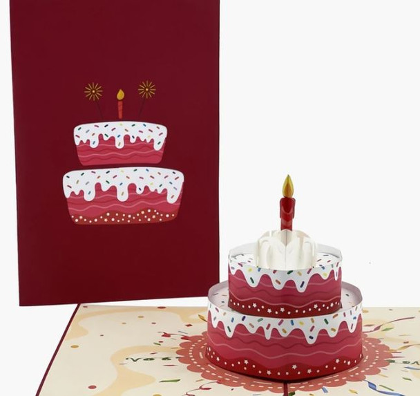 Pop Up Cards | Birthday Cake Red