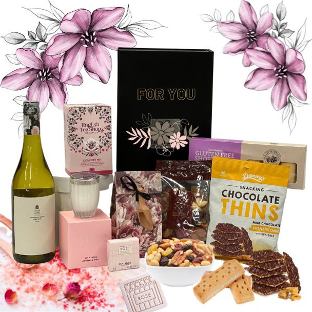 Self Care Hamper + White Wine Gift Box