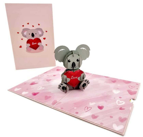 Koala Love Heart Pop Up Card