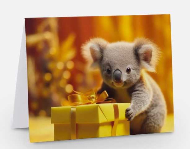 Luxury Christmas Card Koala Gold Box