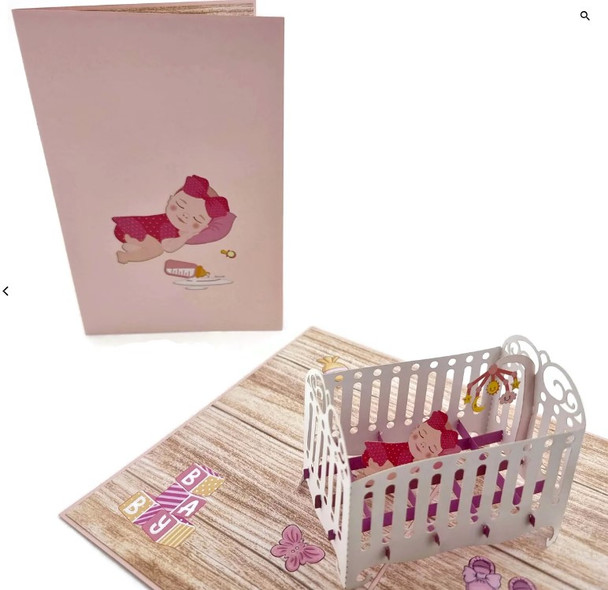 Baby in the Cot Pop-Up Card 3D