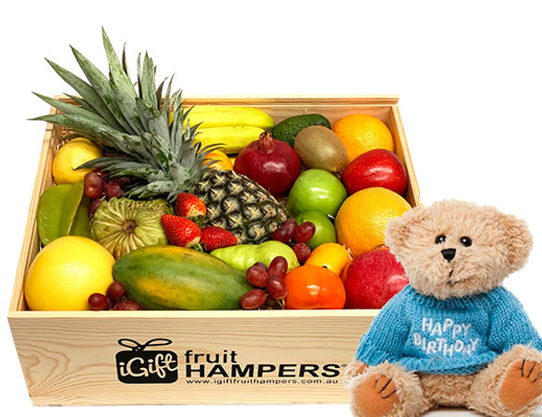 Birthday Hampers Australia | Happy Birthday Gift Hamper with Blue Message Bear