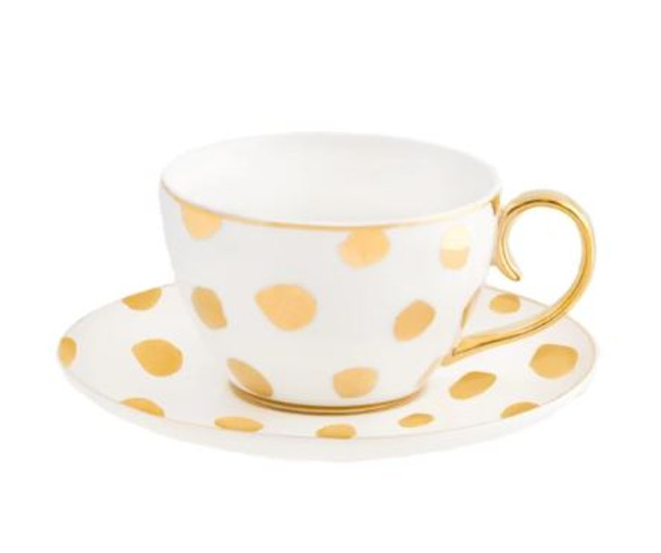 Cristina Re Polka D'Or Ivory Teacup and Saucer