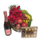 Chandon Celebration Hamper | Chandon Rose | Red Roses Bouquet + Chocolates + Chandon Rose