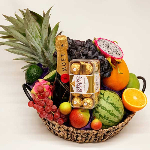 Luxury Gift Basket With Moet Champagne Ferrero Chocolates