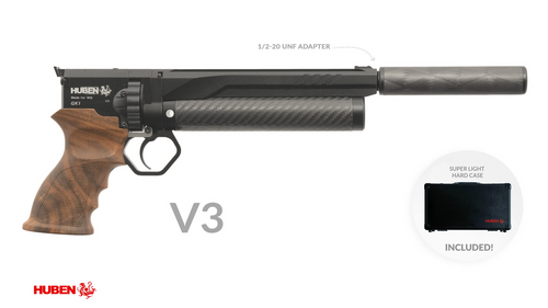 Cal .22 (5.5mm) · Huben Pistol GK1 (V3) 1/2-20 UNF adapter + Shadow Suppressor