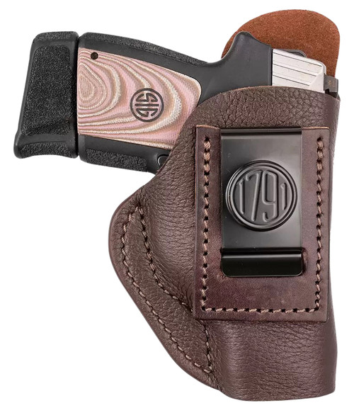 1791 Gunleather FCD3BRWL Fair Chase IWB Size 03 Classic Brown Deer Hide Belt Clip Compatible w/Ruger LC9/Glock 42/43/43X Left Hand [DS]