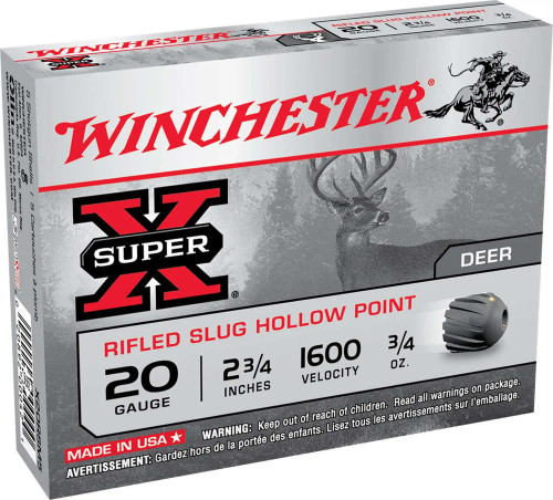 Winchester Ammo X20RSM5 Super-X Rifled Slug Hollow Point 20 Gauge 2.75" 3/4 oz 5 Bx